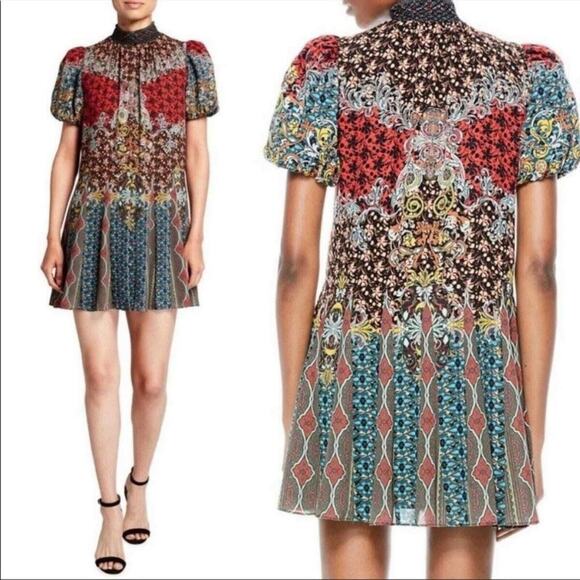 Alice olivia janis mixed print mini dress - Picture 1 of 8